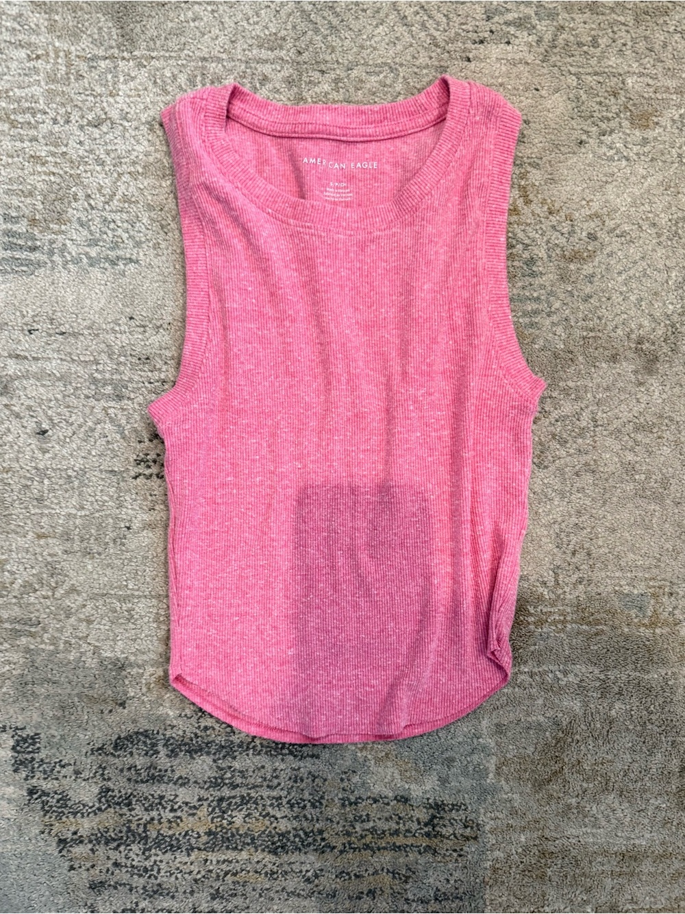 American Eagle Outfitters Heather Pink Ribbed Tank Top